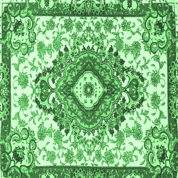 Ahgly Company Indoor Square Persian Emerald Green Traditional Area Rugs, 6' Square