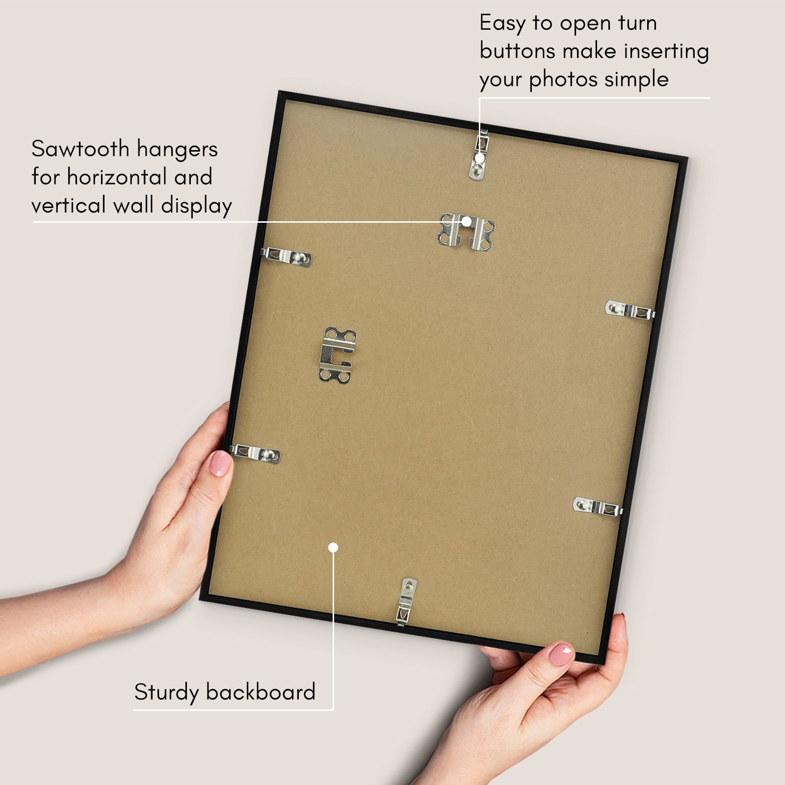 Americanflat 11x14 Picture Frame with Shatter-Resistant Glass - Use as 8x10 Frame with Mat or 11x14 Frame Without Mat - Streamline Collection - Thin Photo Frame for Wall Display - Black