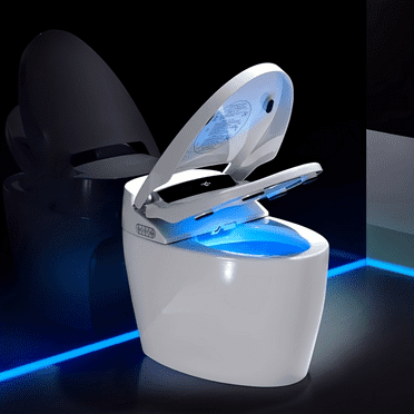 Smart Toilet with Heated Seat and Night Light, Tankless Toilet, Modern One-piece Toilet Standard Comfort Height Toilet with Auto Flush, Automatic Opening and Closing of Flap/Seat, Slow Close