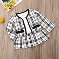 thumbnail image 3 of Biekopu Baby Girls 2Pcs Black White Plaid Coat Tops Patchwork Tutu Dress Formal Outfits, 3 of 7