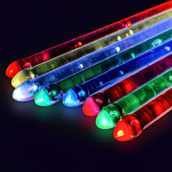 HAMPBACK LED Light Up Drumsticks, 13-Color Changing Glow Drum Sticks with Extra LED Bulbs, Durable Transparent Plastic, Perfect for Stage Performance, Parties, Electronic & Acoustic Drums