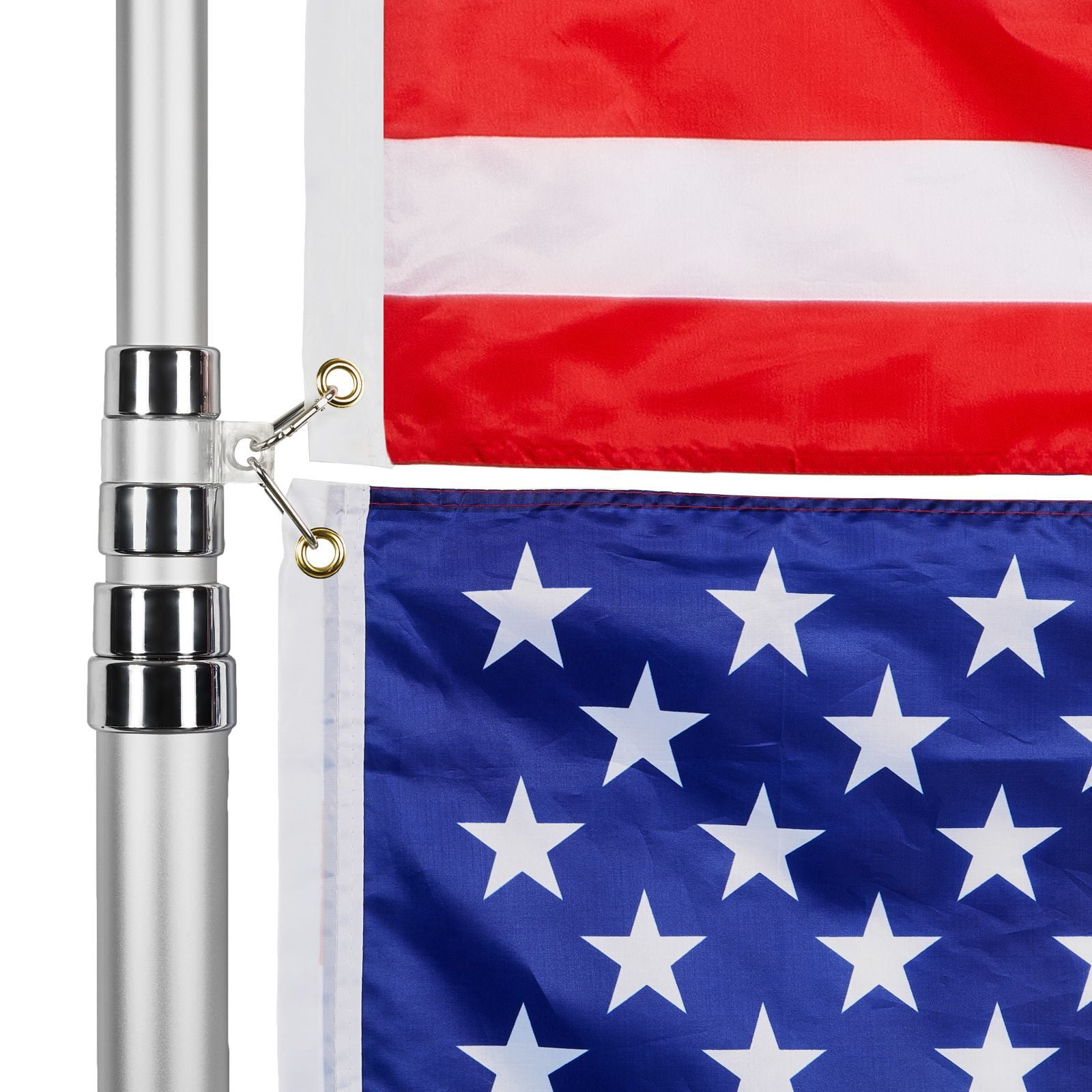 20FT Telescoping Flag pole Kit,Heavy Duty Aluminum Alloy in Ground Flag Poles for Outside,3 Display Modes Flagpole with 3x5 American Flag,Professional Accessories,Silver