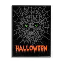 Stupell Industries Spooky Halloween Spider Web Skull Graphic Art Black Framed Art Print Wall Art, Design by Linda Birtel