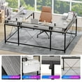 thumbnail image 4 of GloryStar U Shaped Home Office Desk, Reversible L Shaped Gaming Computer Desk with Power Outlets,126 Inch Computer Desk with Monitor Stand and LED Lights,Storage Shelves,Storage Bag and Hooks, 4 of 9