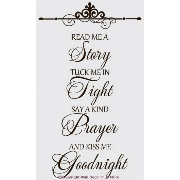 Nursery Décor Read Me a Story Kiss Goodnight Baby Wall Decals Sticker Poem, 23x13-Inch Chocolate Brown
