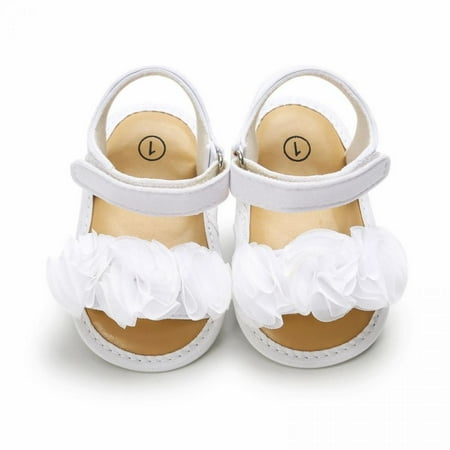 

Baby Girls Sparkly Flower Sandals Premium Soft Anti-Slip Cotton Sole Infant Summer Outdoor Shoes Toddler First Walkers