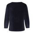 thumbnail image 6 of Spring Tops for Women Homenesgenics Clothes under $5.00 Women's Gentle Temperament Solid Gold Velvet Versatile Stacked Neck Pleated T-shirt/Purple S, 6 of 6