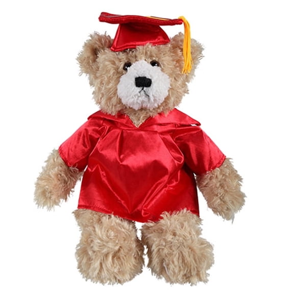 Beige Graduation Teddy Bear Plush Stuffed Animal, 12 Inches, Personalized Gown Text or School Logo, Soft Gift for Kids & Graduates