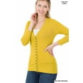 thumbnail image 3 of Zenana Women's Front V-Neck Classic Thin Snap Button Down 3/4 Sleeve Ribbed Knit Cardigan, 3 of 4