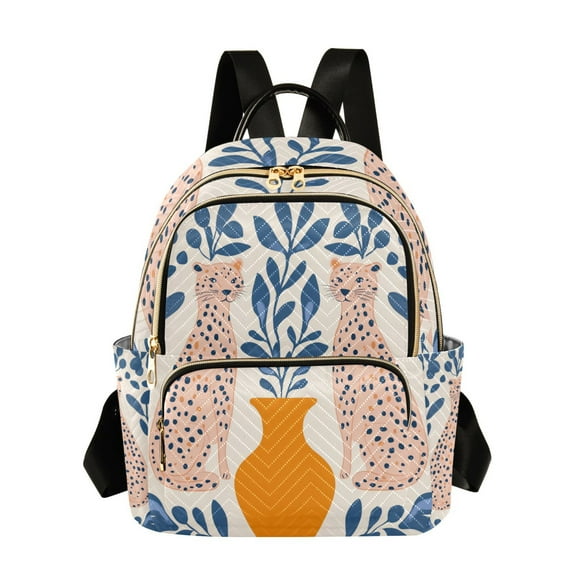 FORMRS Mini Backpack Purse for Women Travel Daypack Casual Shoulder Bag, Leopards Leaves