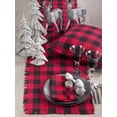 thumbnail image 4 of Saro Lifestyle Chemin de Table Rectangulaire en Coton à Carreaux Buffalo 16 x 72 Po, Rouge, Design à Franges, 4 of 4
