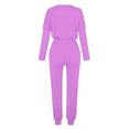 thumbnail image 4 of Women Long Sleeve Color Block Patchwork Crewneck T Shirt Top Blouse And Long Pants Leggings Casual Outfit Set Overalls for Women plus Size Shower Suit Ladies Pant Suits for Business Pants Suit plus, 4 of 4