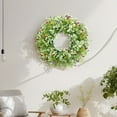 thumbnail image 6 of Winter Front Door Wreath, Artificial Frosted Foliage Hanging Decor for Indoor and Outdoor Use, Single Piece All-Season Wall and Door Decoration(Green), 6 of 6