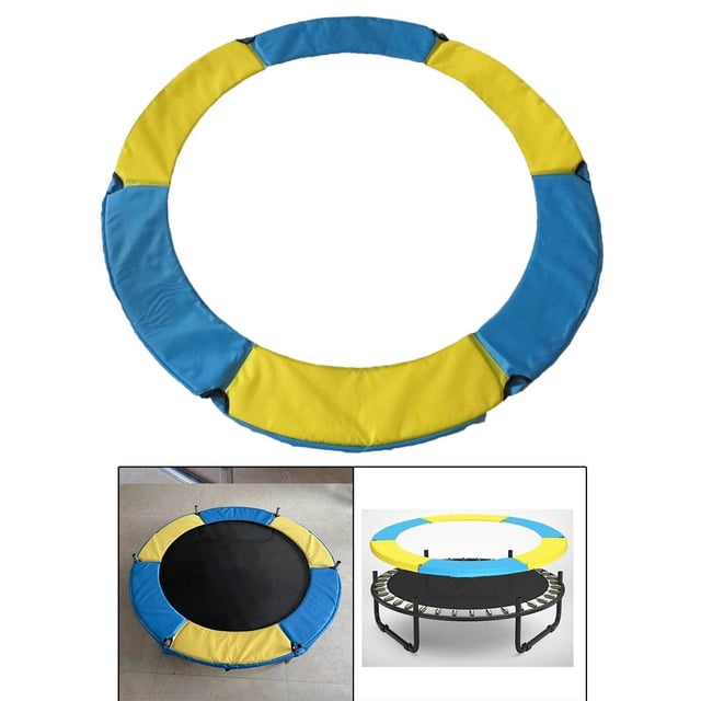 kurtrusly Trampoline Replacement Pad Safety Padding Spring Cover Round Protective Cover Yellow Blue 1.5m