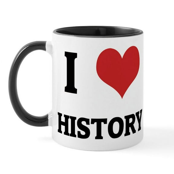 CafePress - I Love History Mug - 11 oz Ceramic Mug - Novelty Coffee Tea Cup
