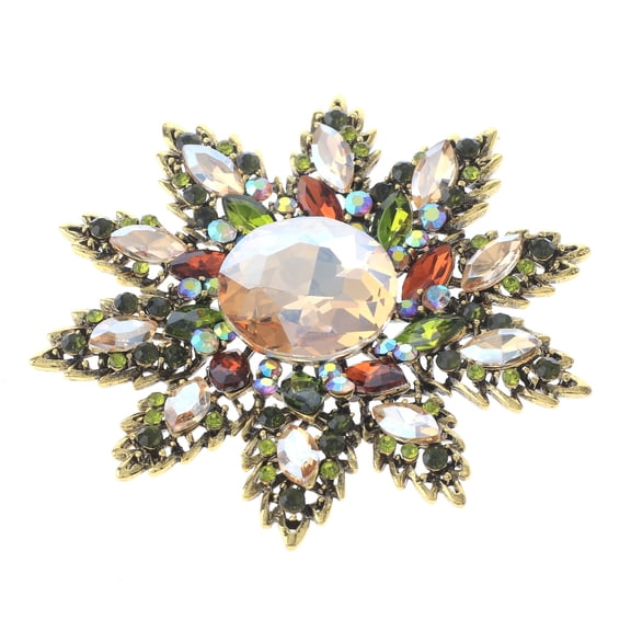 Large Crystal Flower Brooch
