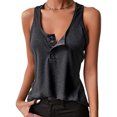 thumbnail image 1 of Camiseta sin mangas con botones a presión para mujer, camiseta cómoda de moda con botones para hacer deporte, 1 of 4