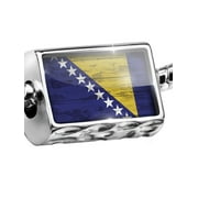 NEONBLOND Bead Flag on Wood Bosnia and Herzegovina Charm Fits All European Bracelets