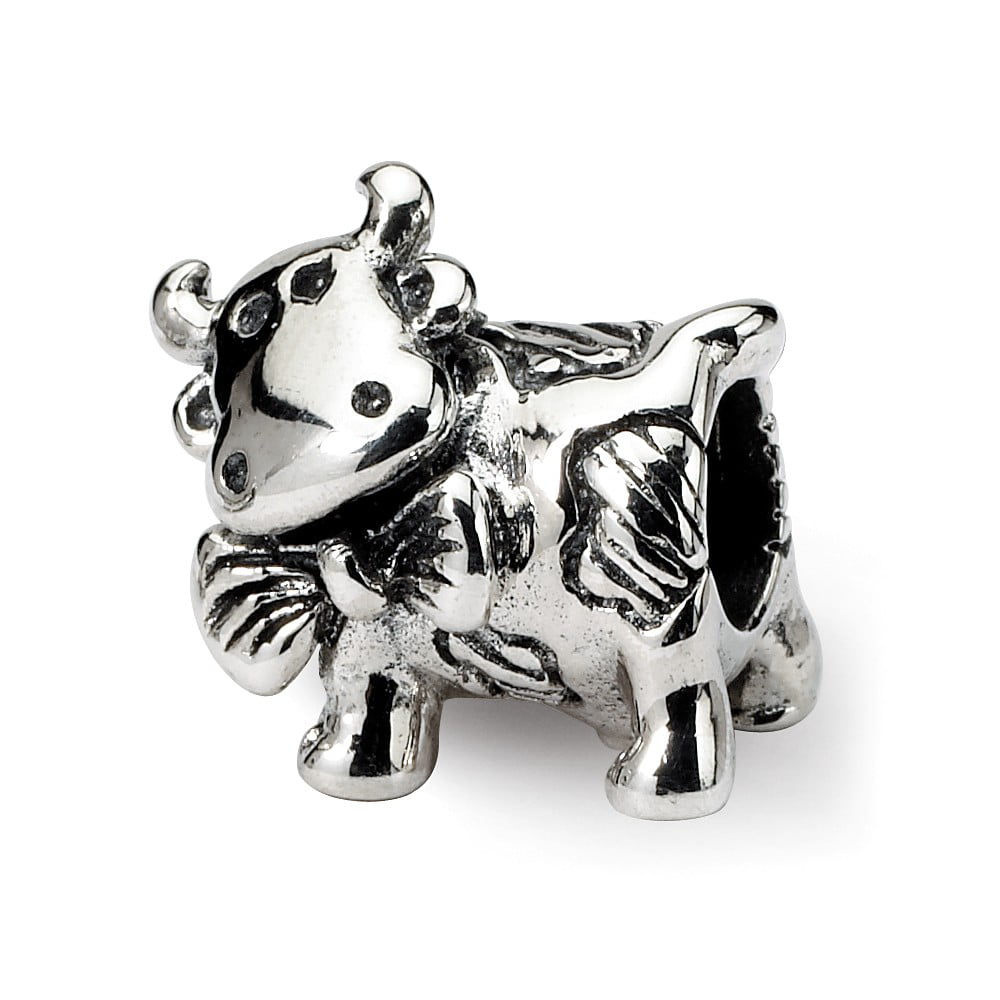 925 Sterling Silver Cow in Pasture Charm Made in USA 