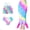 Color gradients, variant on SANMIO Girls Mermaid Bathing Suit Mermaid Tail Swimsuit For Kids 3Pcs Swimwear Sets Cute layered Ruffles Halter Bikini Set For Swimming 4-10 Years