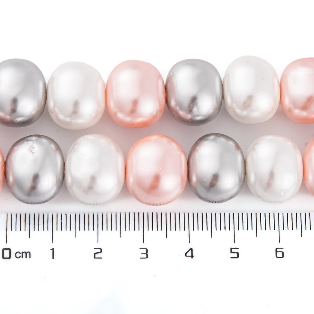 Shell Pearl Beads Strands Oval Colorful 12~13x15~16x12mm Hole: 1mm 30pcs/strand 15.5 inch Colorful