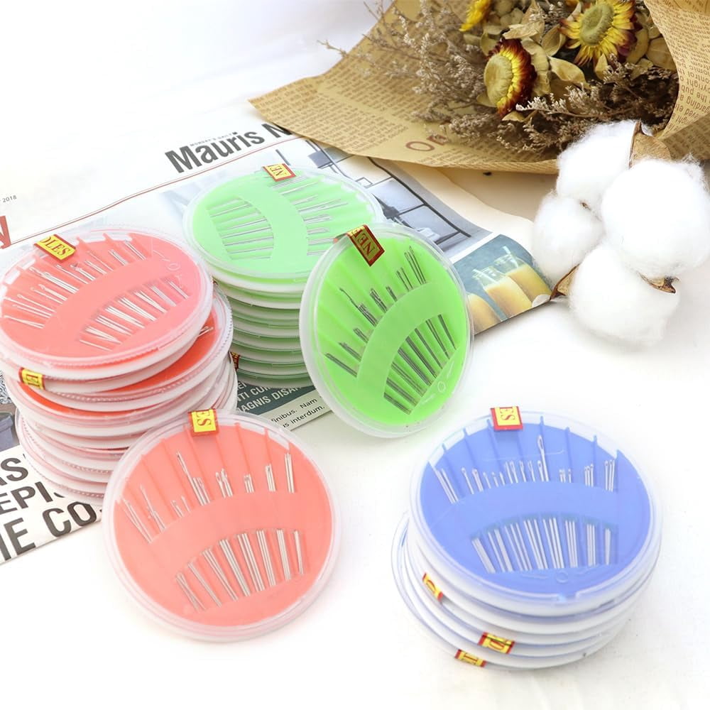25 Pack Premium Hand Sewing Needles, Sewing Needle Hand Work Sewing Needle and Thread Box Set Accessories for Handsewing Large Eye Stitching Needles for Sewing Repair Embroidery Needles