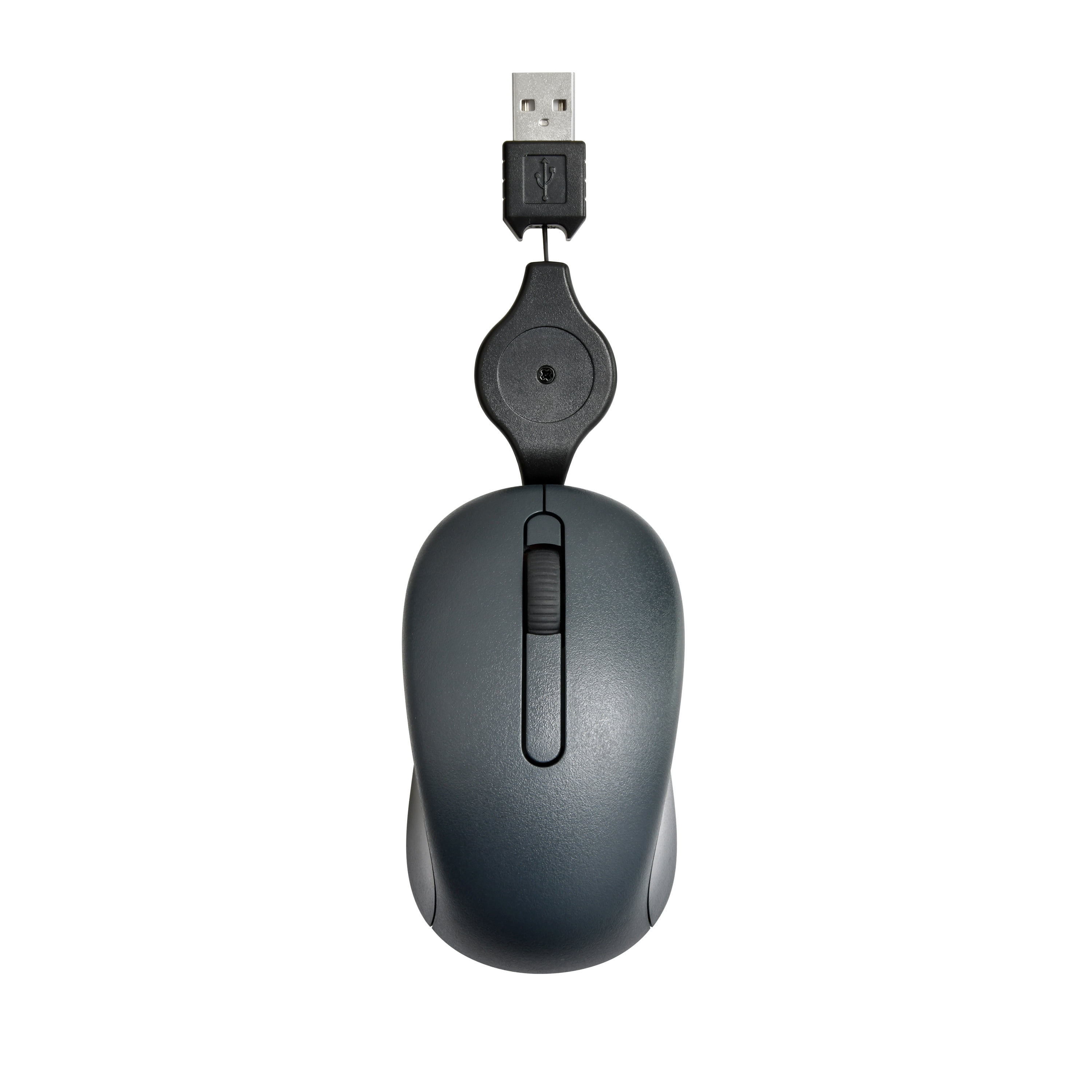 onn. Optical Travel Mouse with 2.2 ft Retractable USB cable, 3 buttons