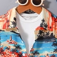thumbnail image 5 of CAICJ98 Boys Summer Hawaiian Outfits Short Sleeve Button Down Shirt and Shorts Vacation Set for Kids Toddler Summer Clothes Set (Red,6 Years), 5 of 6