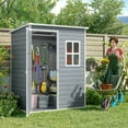 thumbnail image 4 of Plastic Shed with Floor, 5x3 ft Outdoor Resin Storage Shed for Garden Tools, Waterproof Lockable Door for Backyard, Patio & Lawn, Gray, 4 of 9