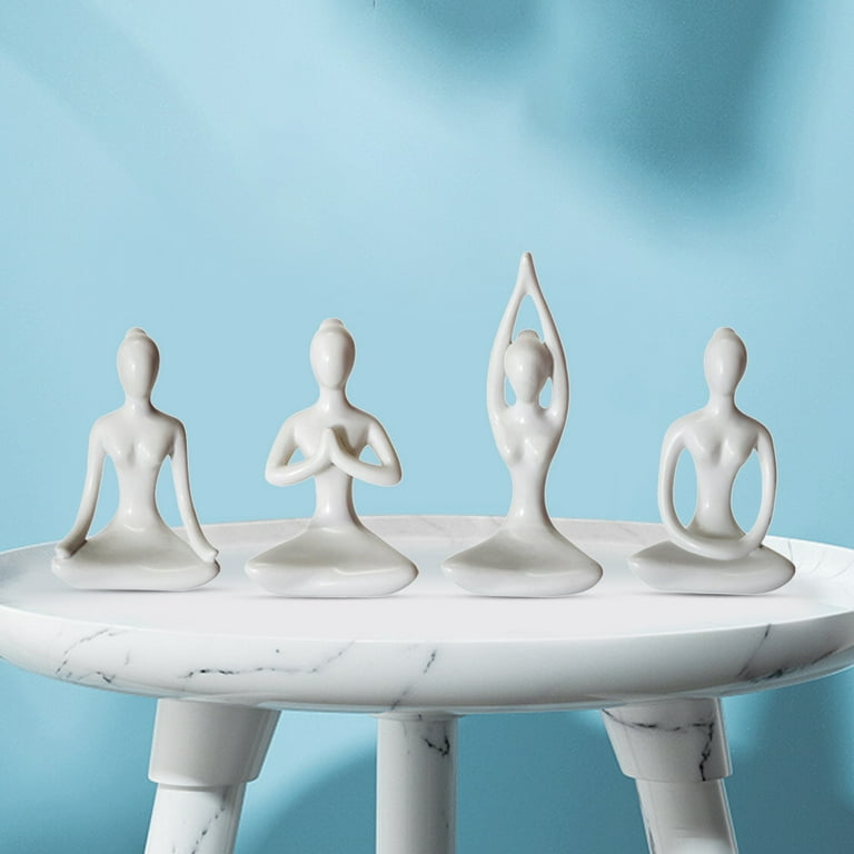 OwMell Meditation Yoga Statue Decor, Ceramic Yoga Figurines for Home  Decoration, Zen Yoga Gift Room Decor White Set of 4