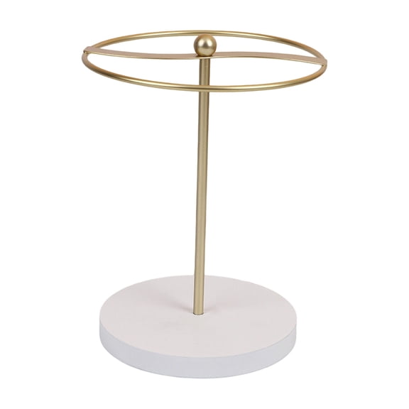 360 Rotating Sunglasses Organizer Metal Eyeglass Stand with White Wooden Base - Glasses Display Rack for Desk, Dresser, Vanity Eyewear Storage