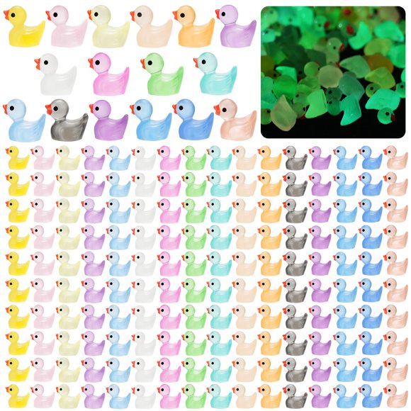 Minipatos de resina CRTWDMAN luminosos, 240 unidades, que brillan en la oscuridad