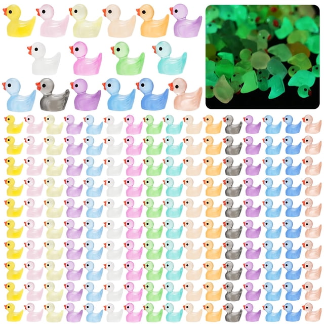 Minipatos de resina CRTWDMAN luminosos, 240 unidades, que brillan en la oscuridad