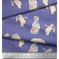 thumbnail image 2 of Soimoi Modal Satin Fabric Cycle,Rabbit & Bear Kids Print Fabric by the Yard 42 Inch Wide, 2 of 2