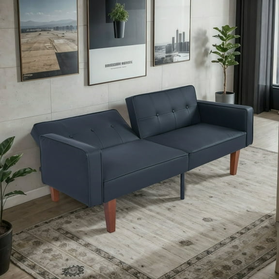 Modern Sofa, Convertible Memory Foam Futon Sofa Bed with Adjustable Armrests and Backrest,Gray