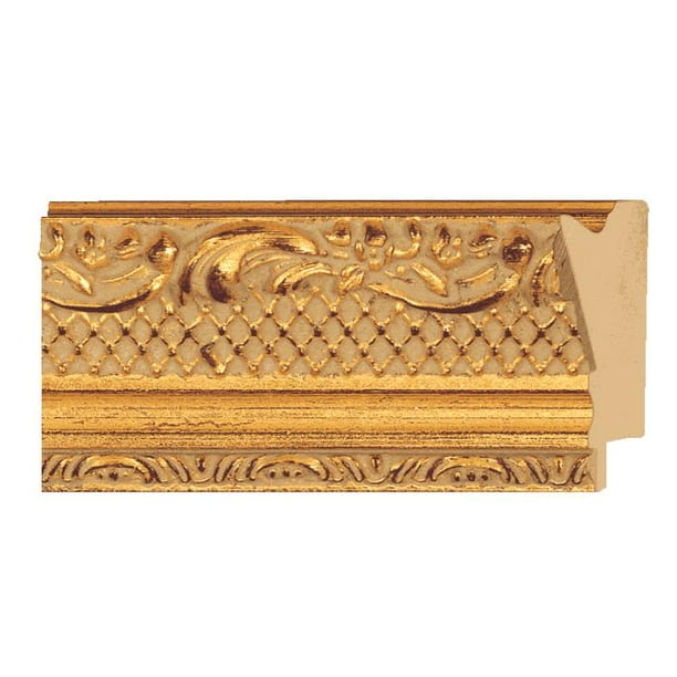 Picture Frame Moulding (Wood) Ornate Gold Finish 1.75" width 3/8