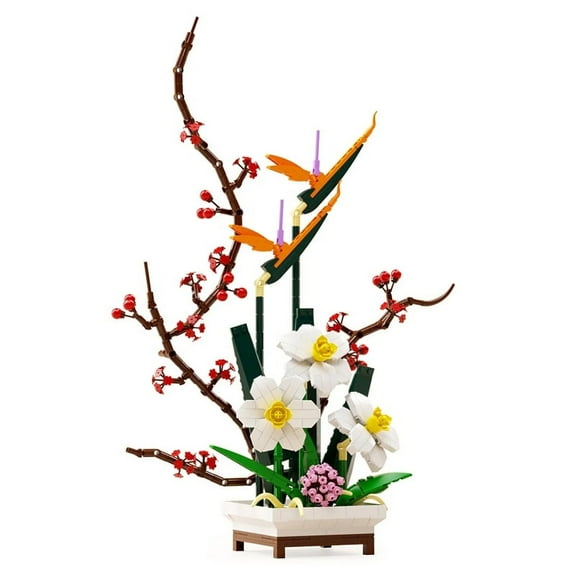 Remocguys Bouquet Narcissus Building Sets Bonsai Botanical Collection Compatible with Lego Flowers Home Decor for Adults Girls