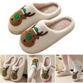 thumbnail image 4 of Pantuflas Peludas Y Esponjosas para Mujer Ciervos Navideños Mujeres Hombres, 4 of 9