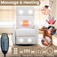thumbnail image 5 of PAPROOS Swivel Rocker Recliner, Velvet 360°Swivel Rocking Chair with Massage and Heat, Glider Rocking Recliner for Nursery, Small Rocker Chair Manual Recliner for Home Theater Living Room, White, 5 of 8