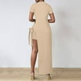 thumbnail image 4 of Ticikt Fashionable Tied Detail Slit Asymmetrical Camisole and Shorts Matching Set for Women,Color:Beige, 4 of 4