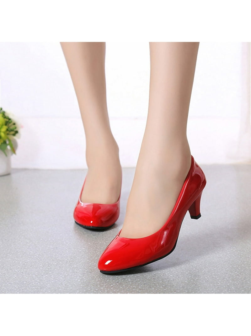 Gomelly Women's Heels Low Heel Pointed Toe Pump Shoes Party Dress