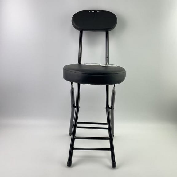 SYRICAMI Chairs,Cushioned Padded Folding Stool,23.6-Inch Counter Height Bar Chairs,Portable Folding Chairs with Handle for Fishing Hiking Gardening Travel BBQ