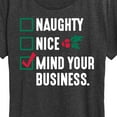 thumbnail image 3 of Instant Message - Mind Your Business Funny Christmas - Women's Short Sleeve Graphic T-Shirt, 3 of 6