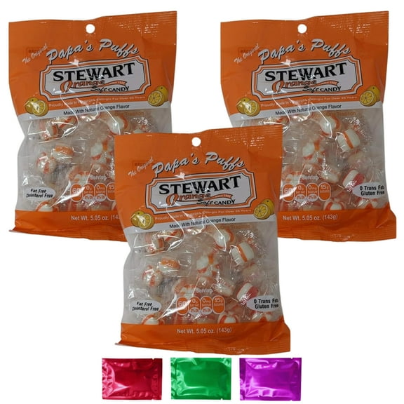 Stewart Orange Flavored Soft Candy, Fat Free Gluten Free Individually Wrapped for Gift Baskets Stocking Stuffers Birthday Party Favors Holiday 5.05 oz 3 Bags, w/Bonus Snoep in Beperkte Oplage