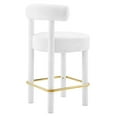 thumbnail image 5 of Counter Stool Chair, Set of 2, White, Velvet, Bar Pub Cafe Bistro Dining Kitchen Hospitality Restaurant, Modern Contemporary Boutique HB36130, 5 of 11