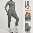 thumbnail image 7 of Women's Zipper Jacket and Leggings Set, High Waist Workout Outfit with Tummy Control, Butt Lifting Yoga Pants and Long Sleeve Top for Running, Gym, Yoga and Casual Sportswear Grey, 7 of 7