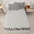 thumbnail image 4 of Castle Fairy Retro Leopard Skull Zipper Twin Comforter Sets with Fitted Sheet and 2 Pillowcases,Cream Cheetah Skeleton Pattern Zipper Bedding Set,Ivory Black,4-Piece,Grey Reversible, 4 of 6