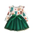 thumbnail image 1 of Vestido de cuello redondo y manga larga para niña, vestido de lazo de manga larga, vestido de princesa para fiesta navideña, vestido infantil, vestido estampado navideño para niña, vestido de poliéste, 1 of 8