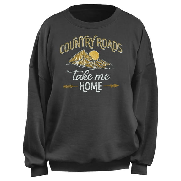 Junior's Lost Gods Country Roads Take Me Home Sweatshirt Charcoal Medium