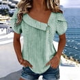 thumbnail image 2 of hlysgo Womens Palazzo Dressy Tops Casual Asymmetrical V Neck Business Work Blouse Ruffle Sleeve Summer Shirts Army Green,XL, 2 of 5